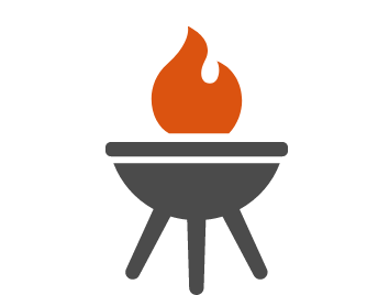 火がついたバーベキューコンロのアイコン